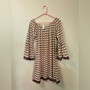 Elegant Chevron Long Sleeve Dress